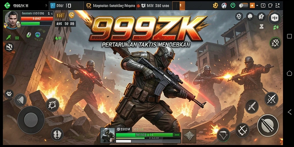 Gameplay seru di dalam 999ZK dengan aksi TPS yang intens.