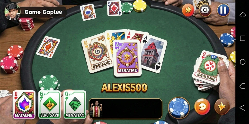 Tampilan gameplay Gaple yang seru di ALEXIS500.