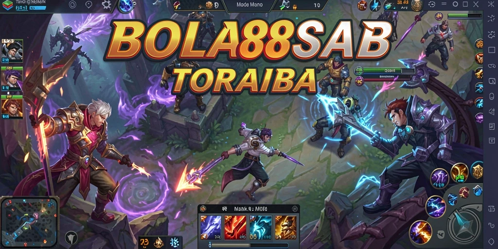 Gambaran gameplay MOBA yang intens dan strategis dalam BOLA88.