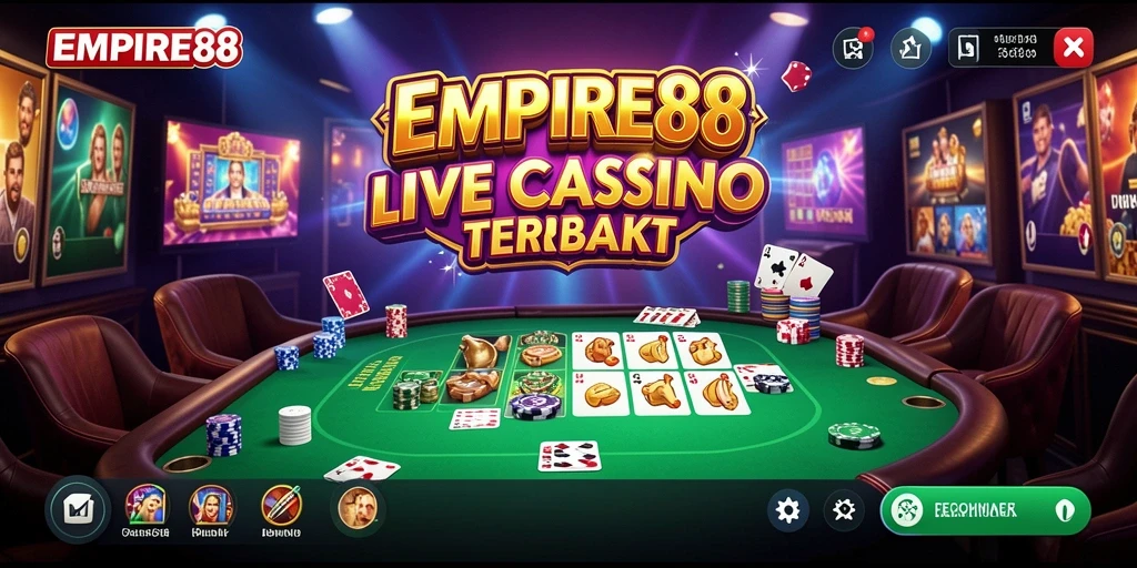 Screenshot gameplay Live Casino EMPIRE88 menampilkan dealer dan pemain yang sedang berinteraksi.