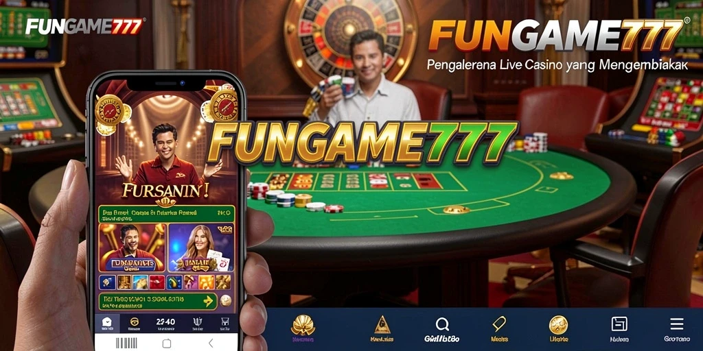 Screenshot gameplay Live Casino FUNGAME777 dengan dealer nyata.