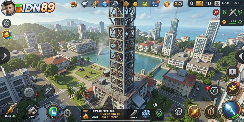 Tampilan seru gameplay Tower Defense IDN89 dengan menara dan musuh yang unik.