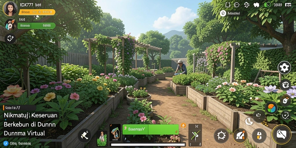 Tampilan gameplay IDX777 dengan aktivitas berkebun yang seru dan menarik.