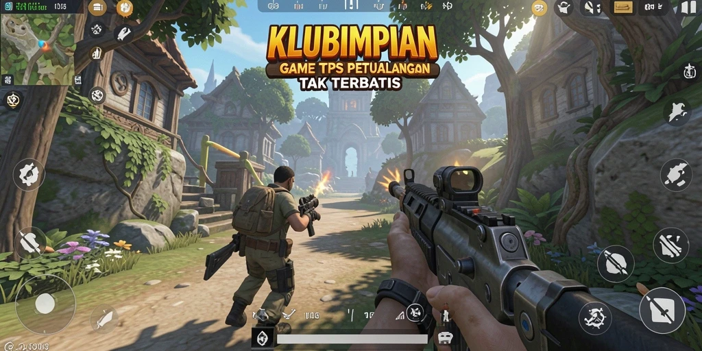 Screenshot KLUBIMPIAN menampilkan pertarungan seru dalam mekanik TPS.