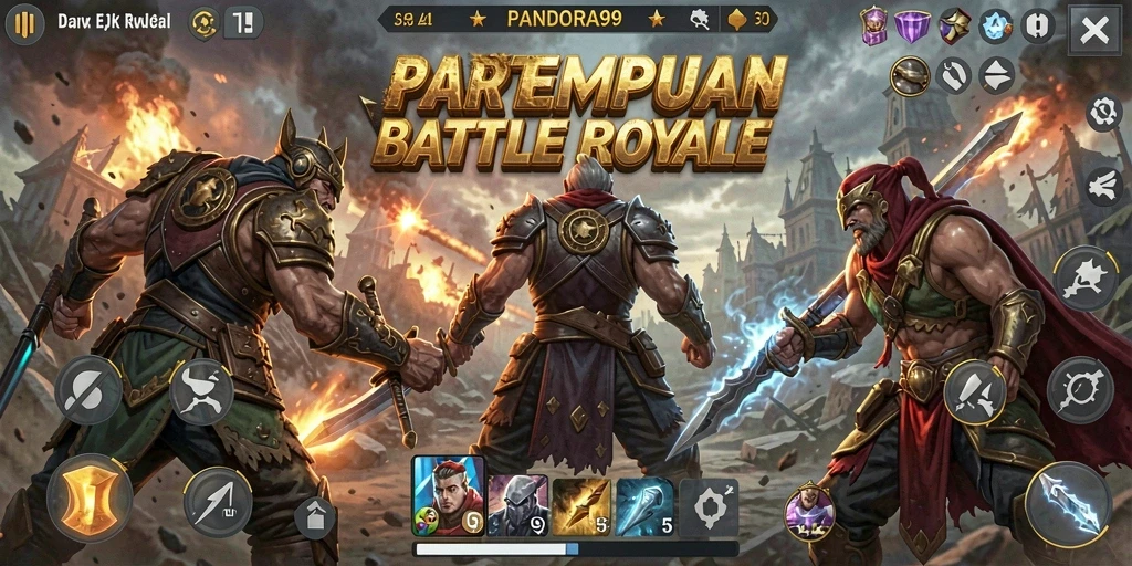 Screenshot gameplay PANDORA99 dengan aksi Battle Royale yang seru.