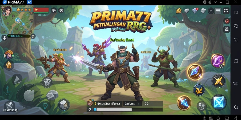 Screenshot PRIMA77 menunjukkan aksi seru dalam pertarungan RPG.