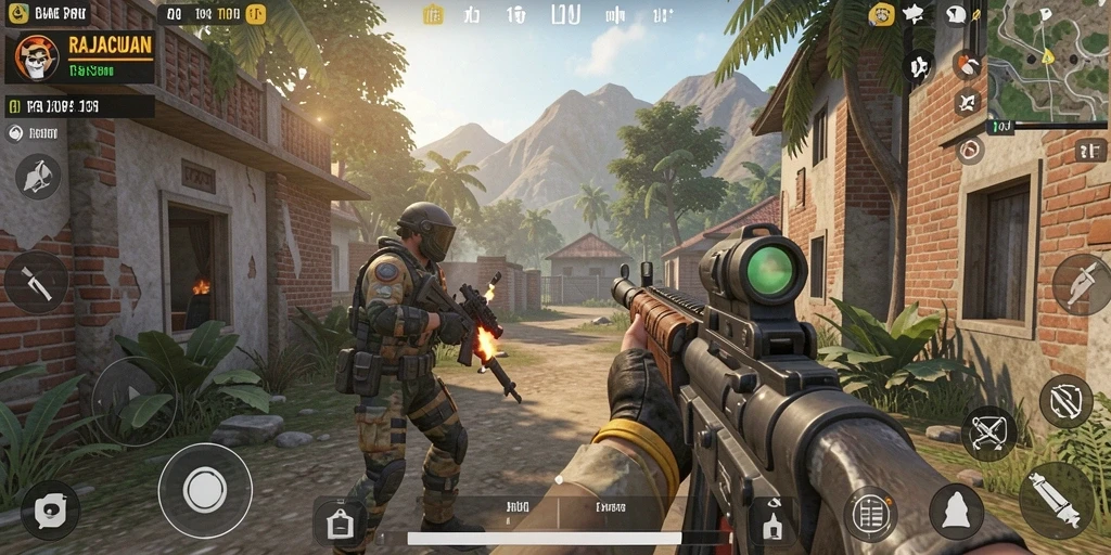 Tampilan seru gameplay RAJACUAN dalam aksi TPS.