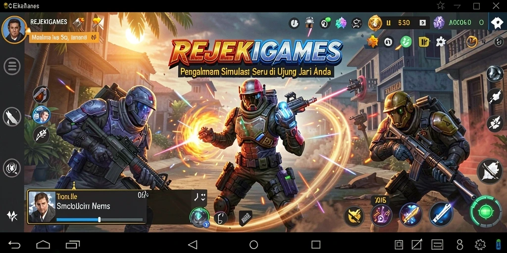 Screenshot utama REJEKIGAMES menampilkan momen gameplay simulasi yang seru.