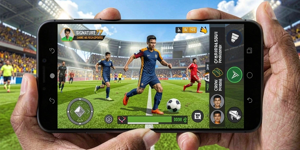 Tampilan gameplay SIGNATURE77 yang menegangkan di arena olahraga.